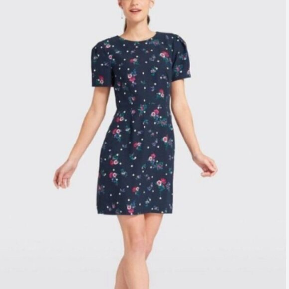 Draper James Bouquet Dot Floral Structured Sleeve Dress - Picture 2 of 10